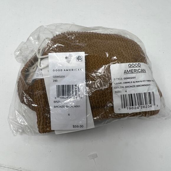 NEW! Good American Bikini Top Crinkle Always Fit Twist Top Bronze - 4 - Picture 6 of 6